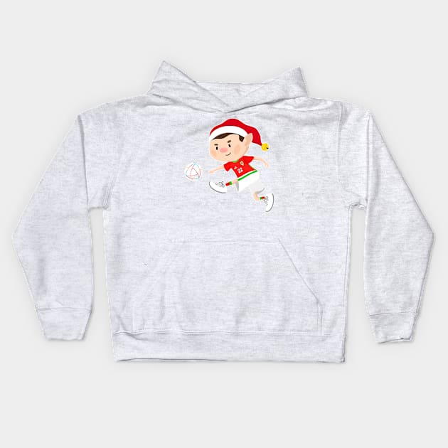 Wales football Christmas elf. Football World Cup soccer Kids Hoodie by abtchlr